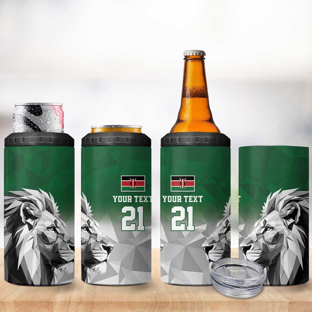 Custom Rugby Africa Kenya 4 in 1 Can Cooler Tumbler Green Kenyan 22-23 Motif LT9