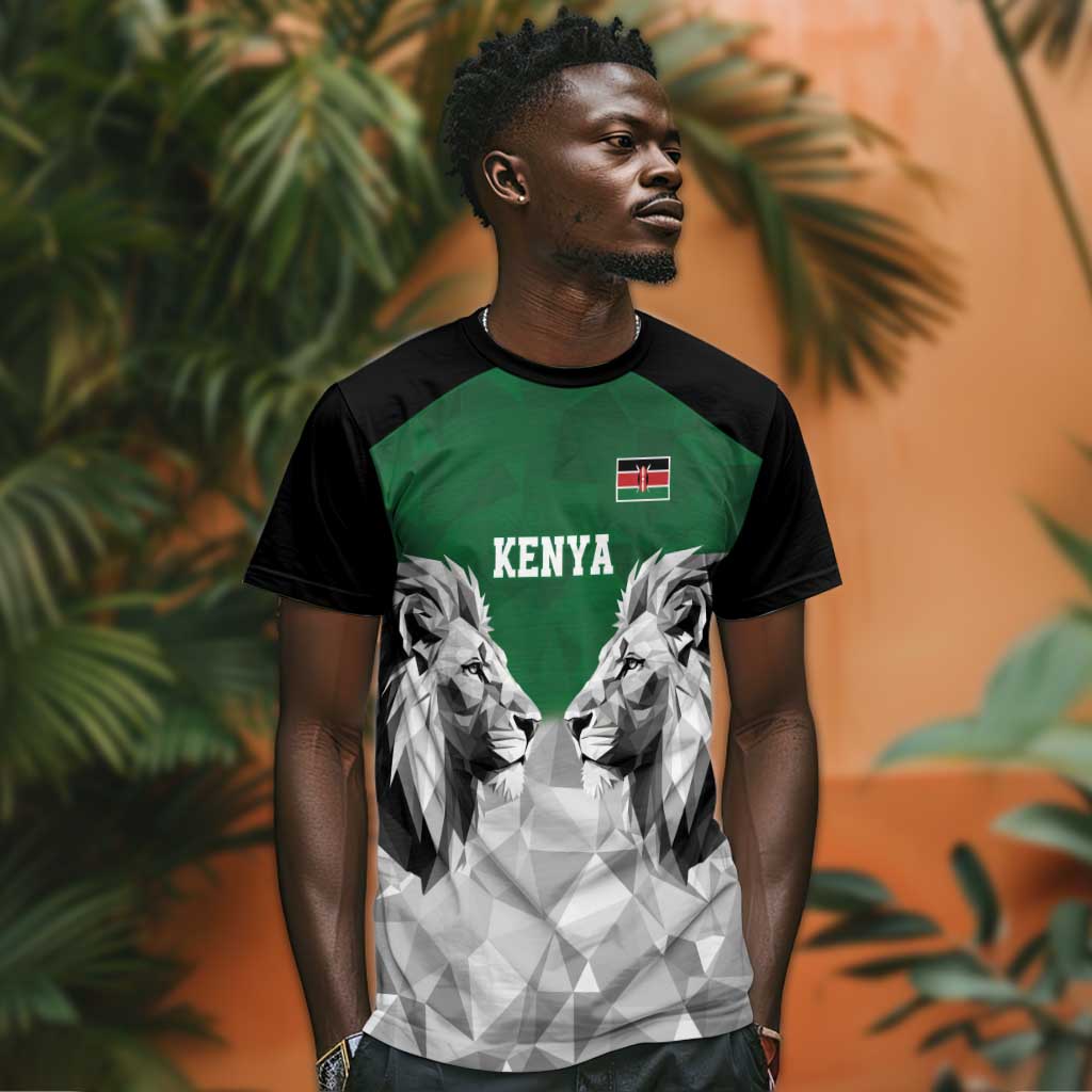 Custom Rugby Africa Kenya T shirt Green Kenyan 22-23 Motif LT9