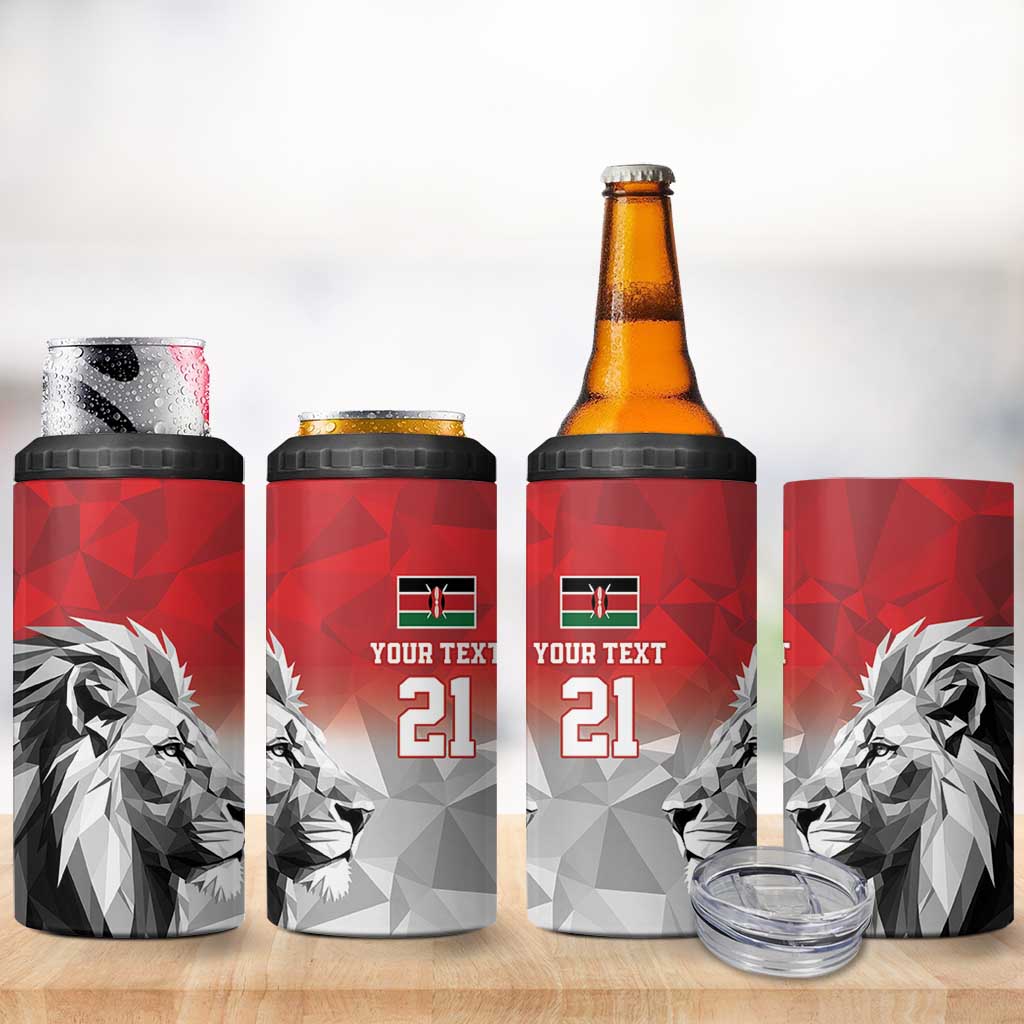 Custom Rugby Africa Kenya 4 in 1 Can Cooler Tumbler Red Kenyan 22-23 Motif LT9