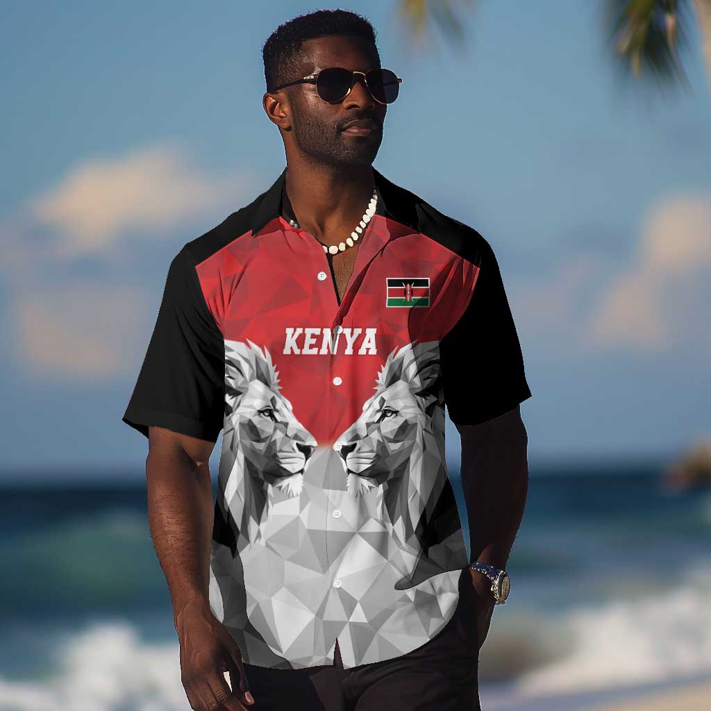 Custom Rugby Africa Kenya Hawaiian Shirt Red Kenyan 22-23 Motif LT9