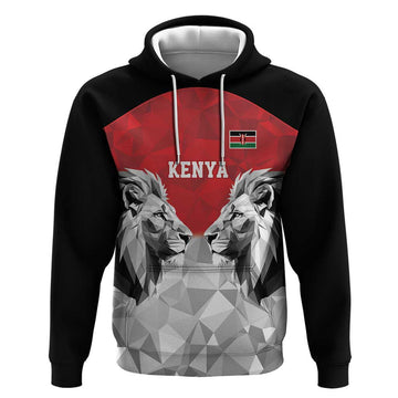 Kenya Rugby Custom Hoodie Red Kenyan 22-23 Motif LT9