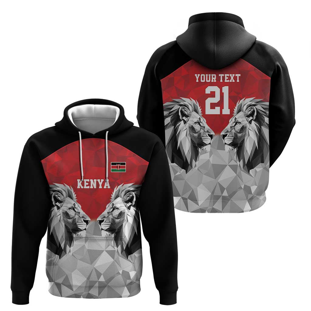 Kenya Rugby Custom Hoodie Red Kenyan 22-23 Motif LT9