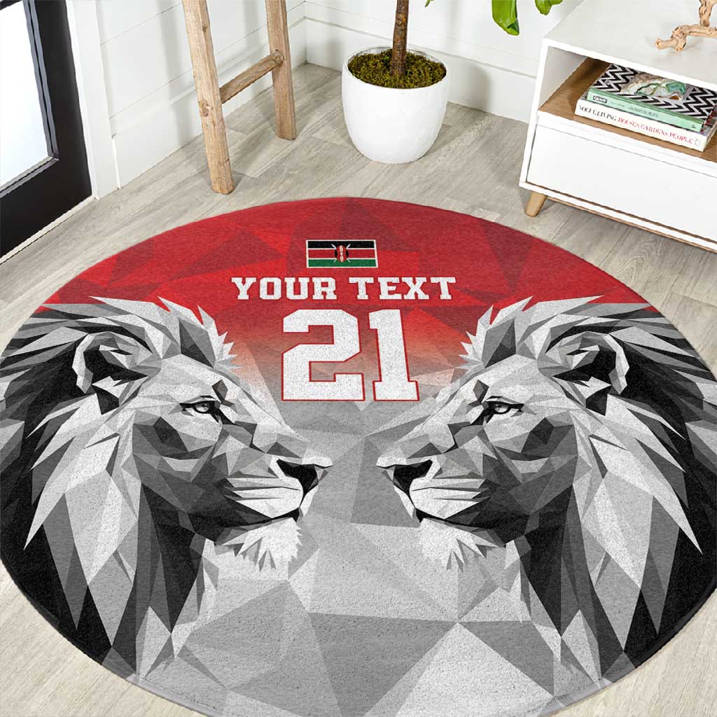 Custom Rugby Africa Kenya Round Carpet Red Kenyan 22-23 Motif LT9