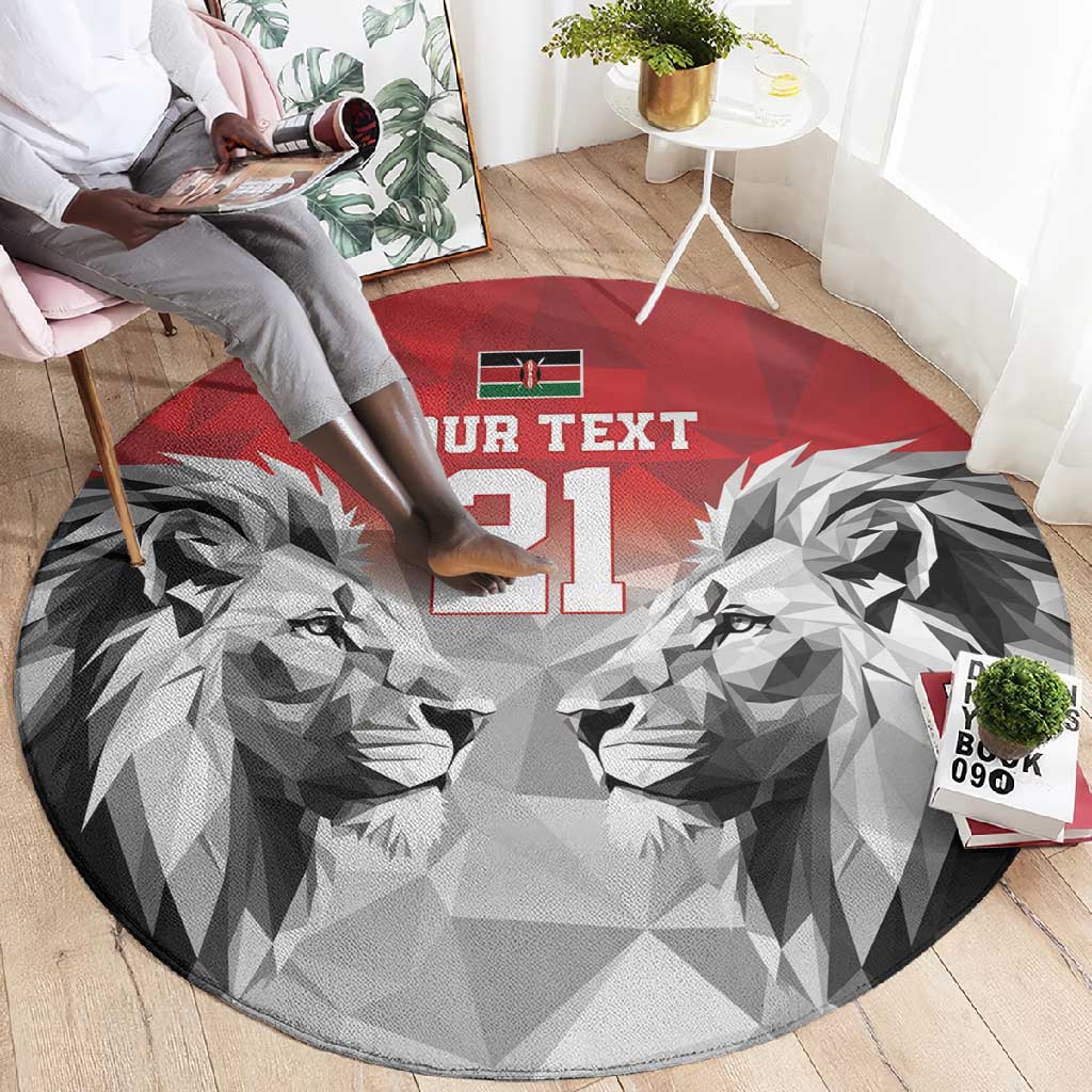 Custom Rugby Africa Kenya Round Carpet Red Kenyan 22-23 Motif LT9