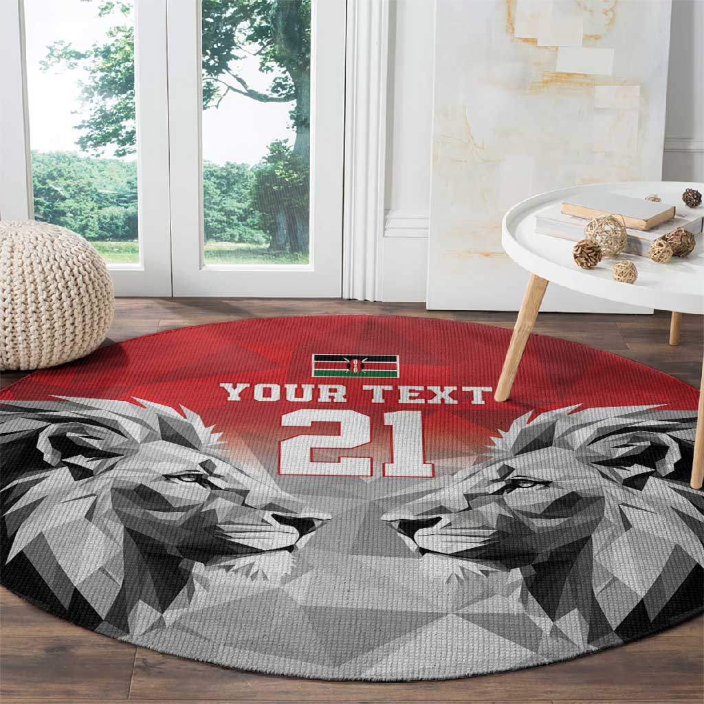Custom Rugby Africa Kenya Round Carpet Red Kenyan 22-23 Motif LT9