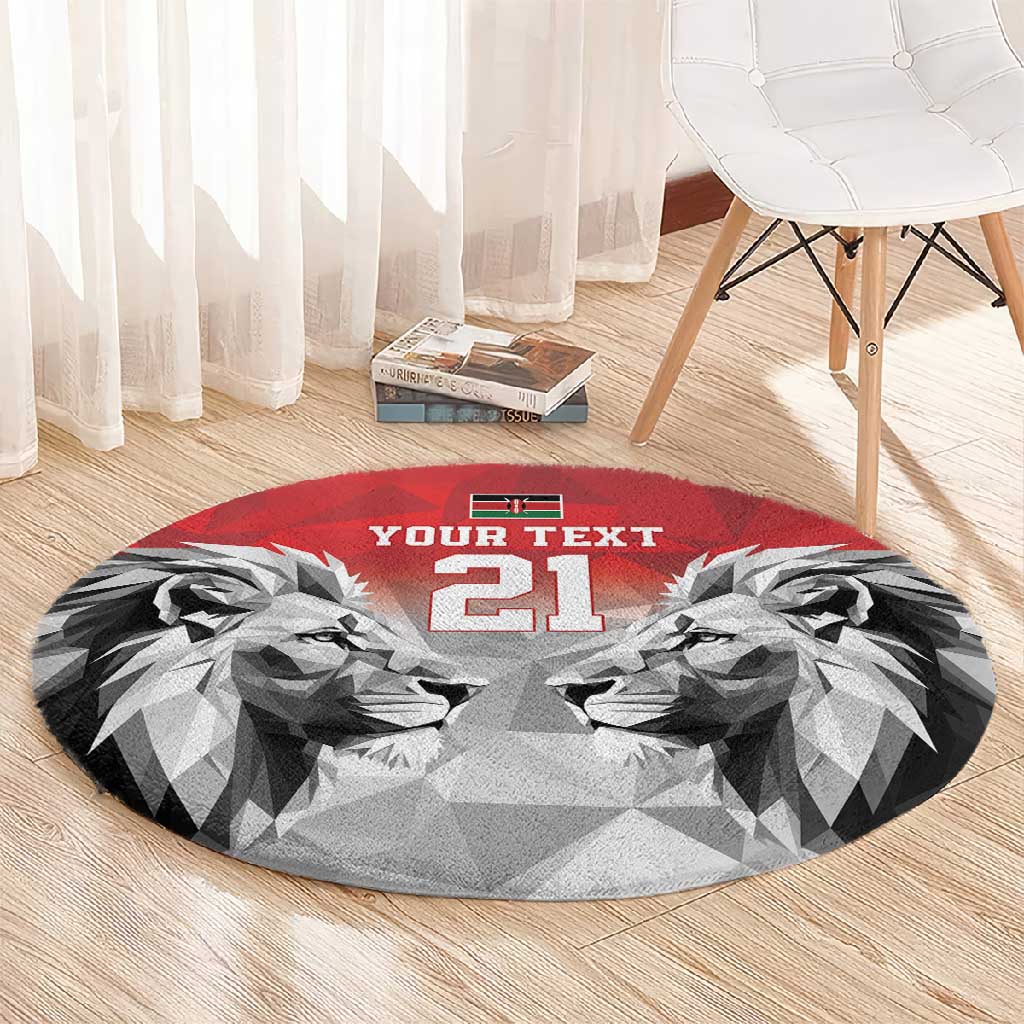Custom Rugby Africa Kenya Round Carpet Red Kenyan 22-23 Motif LT9