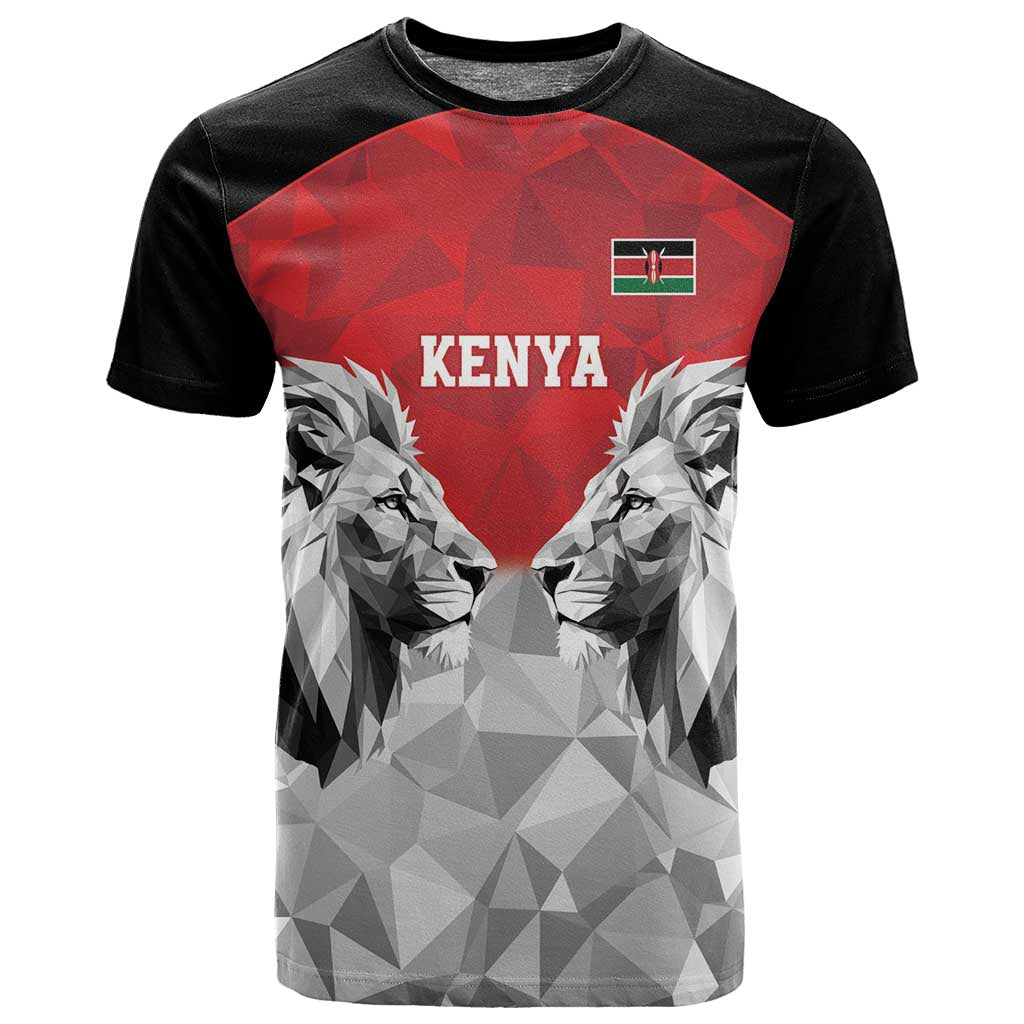 Custom Rugby Africa Kenya T shirt Red Kenyan 22-23 Motif LT9