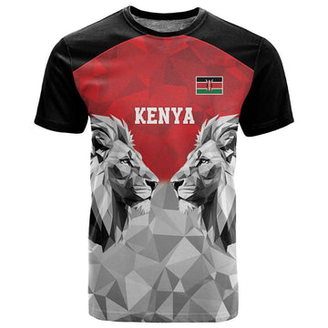 Custom Rugby Africa Kenya T shirt Red Kenyan 22-23 Motif LT9