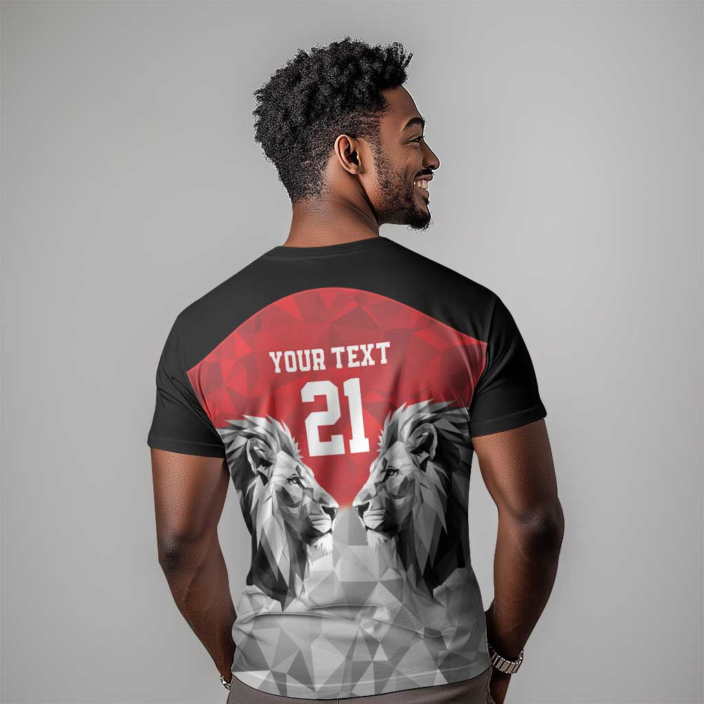 Custom Rugby Africa Kenya T shirt Red Kenyan 22-23 Motif LT9