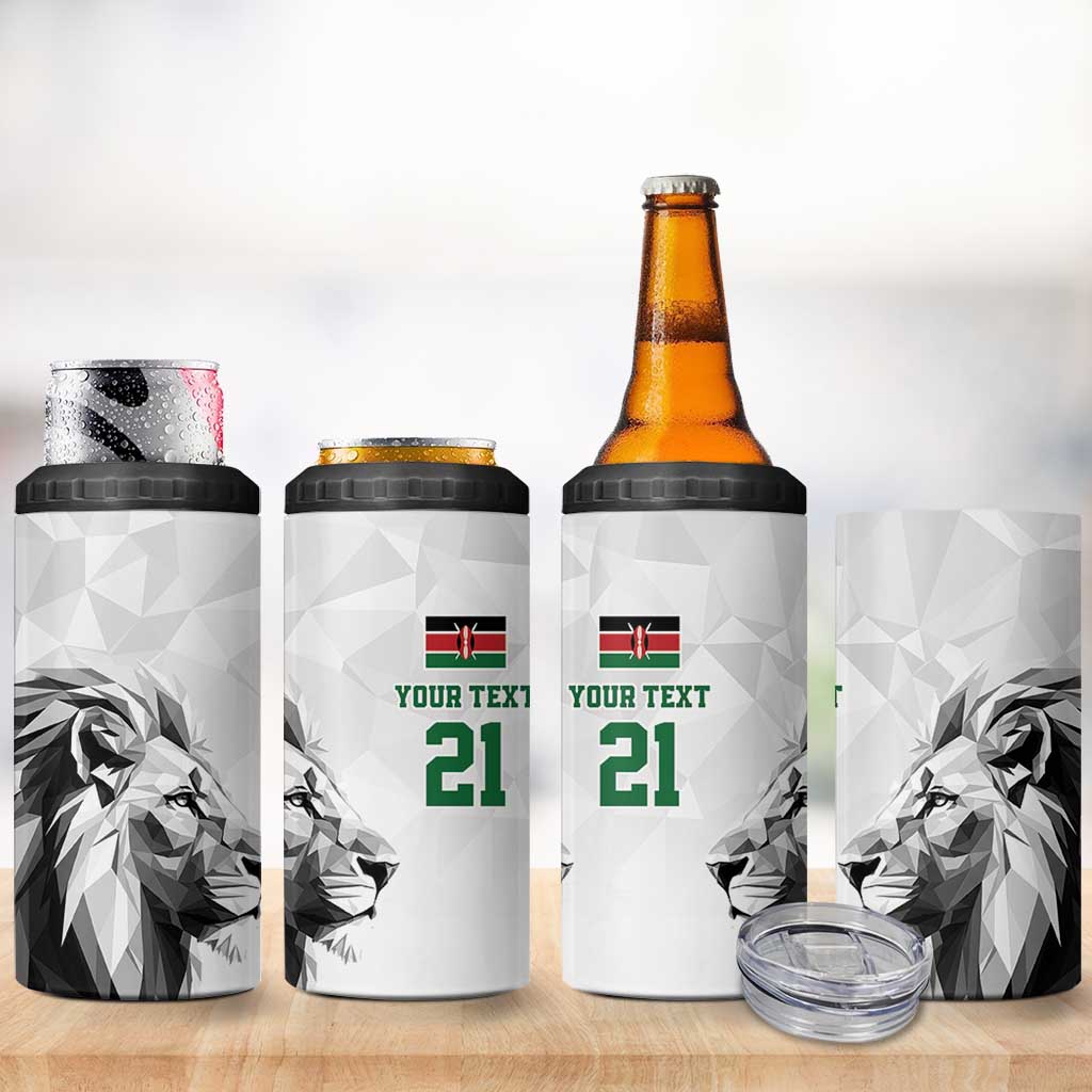 Custom Rugby Africa Kenya 4 in 1 Can Cooler Tumbler White Kenyan 22-23 Motif LT9