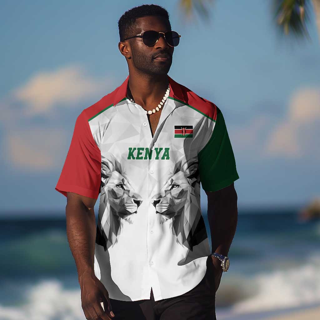 Custom Rugby Africa Kenya Hawaiian Shirt White Kenyan 22-23 Motif LT9