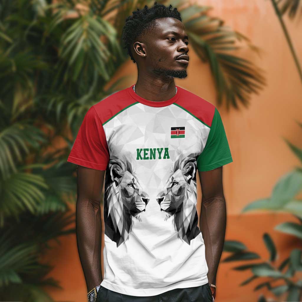 Custom Rugby Africa Kenya T shirt White Kenyan 22-23 Motif LT9