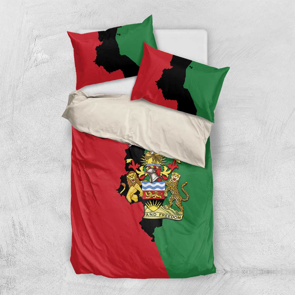 Malawi Flag Map Bedding Set Simple Malawi Emblem Coat of Arms LT9