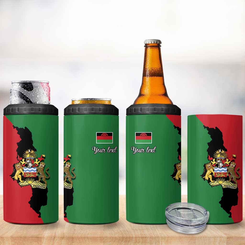 Malawi Flag Map 4 in 1 Can Cooler Tumbler Simple Malawi Emblem Coat of Arms LT9