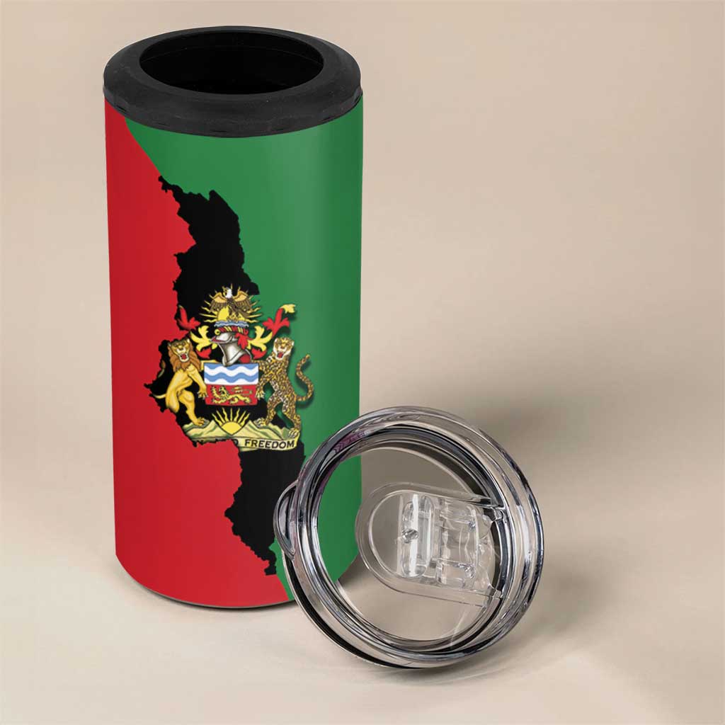 Malawi Flag Map 4 in 1 Can Cooler Tumbler Simple Malawi Emblem Coat of Arms LT9