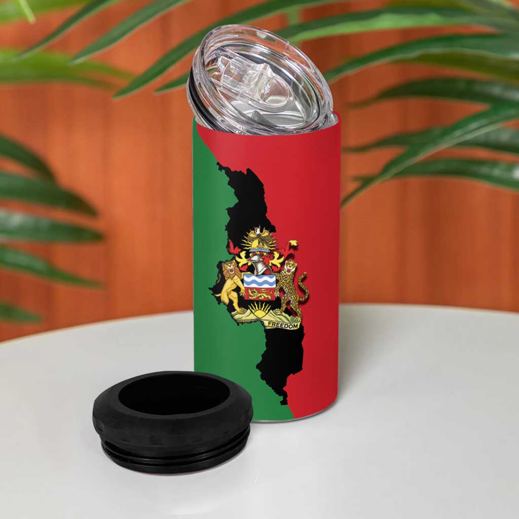 Malawi Flag Map 4 in 1 Can Cooler Tumbler Simple Malawi Emblem Coat of Arms LT9