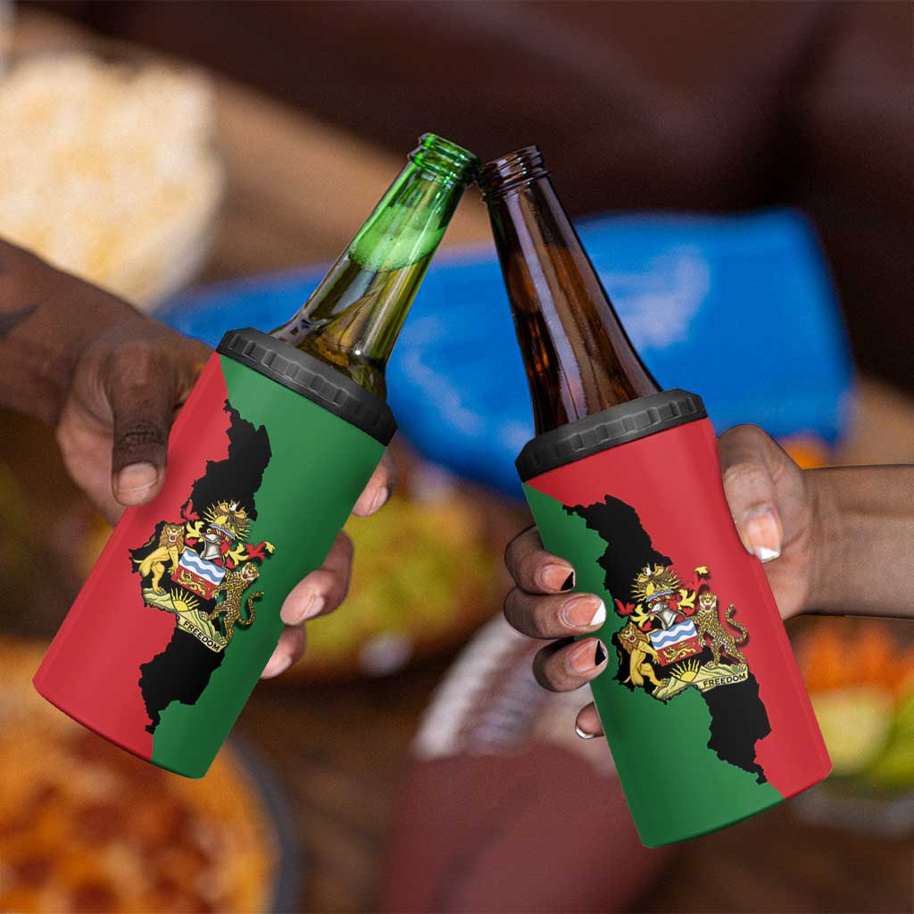 Malawi Flag Map 4 in 1 Can Cooler Tumbler Simple Malawi Emblem Coat of Arms LT9