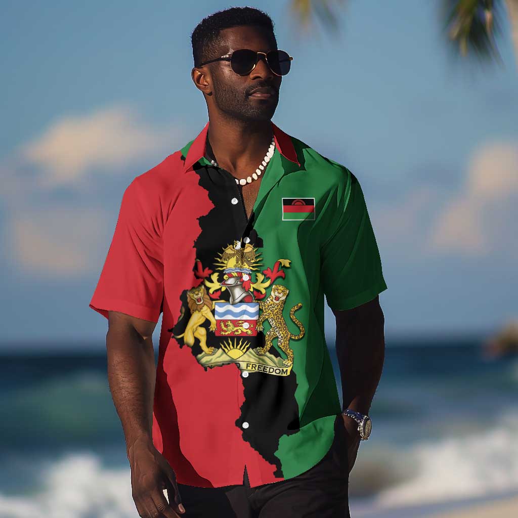 Malawi Flag Map Hawaiian Shirt Simple Malawi Emblem Coat of Arms LT9