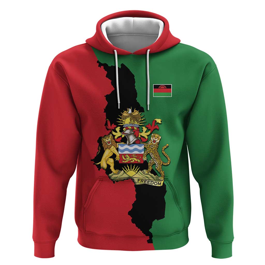 Malawi Flag Map Hoodie Simple Malawi Emblem Coat of Arms LT9