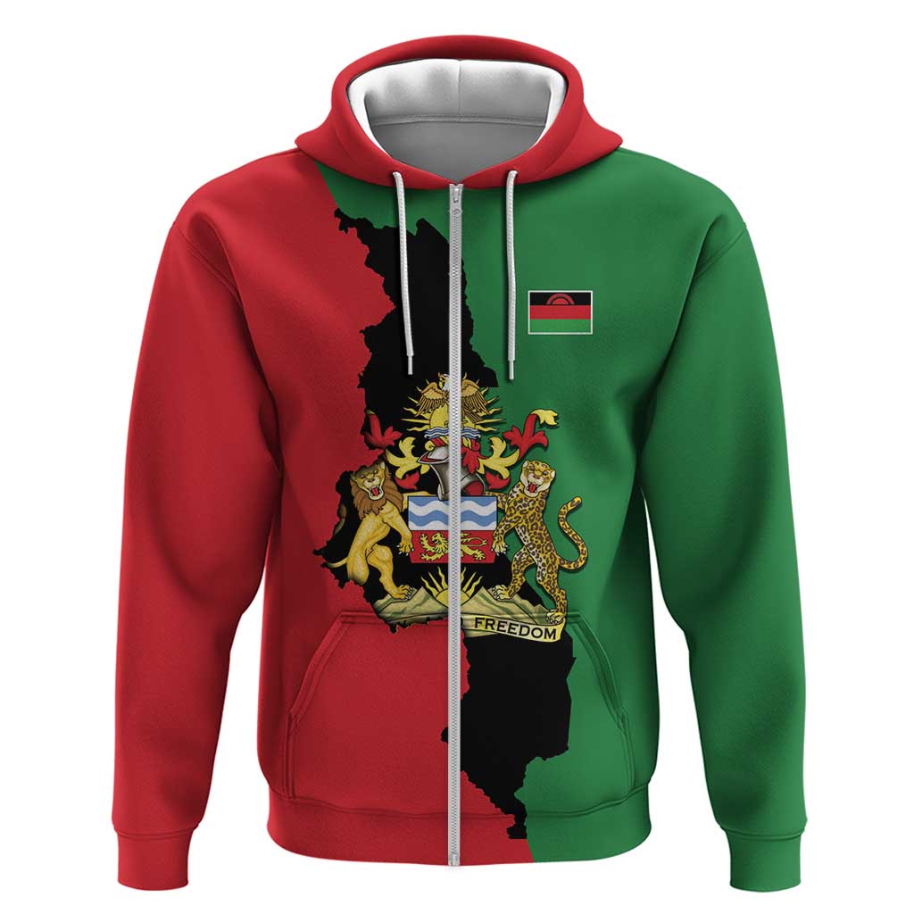 Malawi Flag Map Hoodie Simple Malawi Emblem Coat of Arms LT9