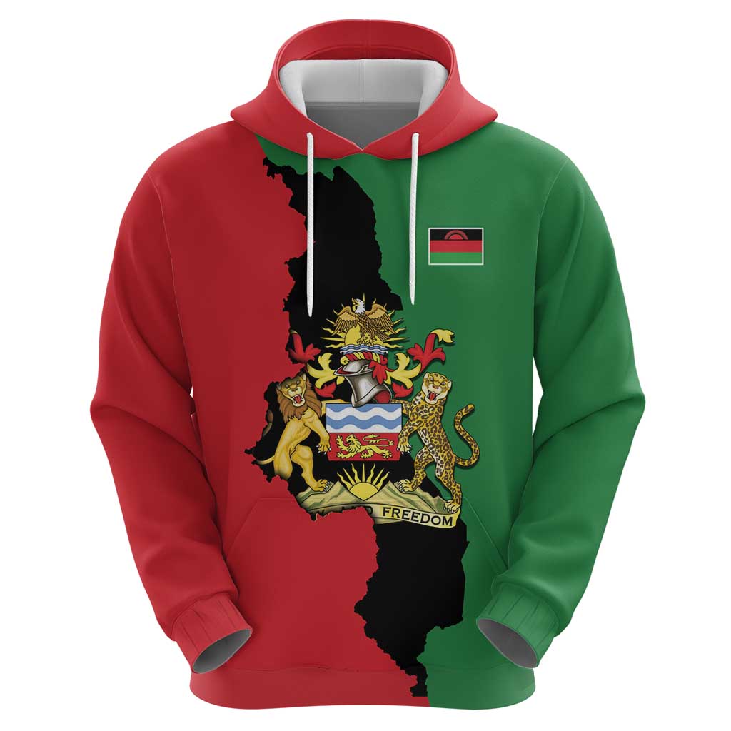 Malawi Flag Map Hoodie Simple Malawi Emblem Coat of Arms LT9