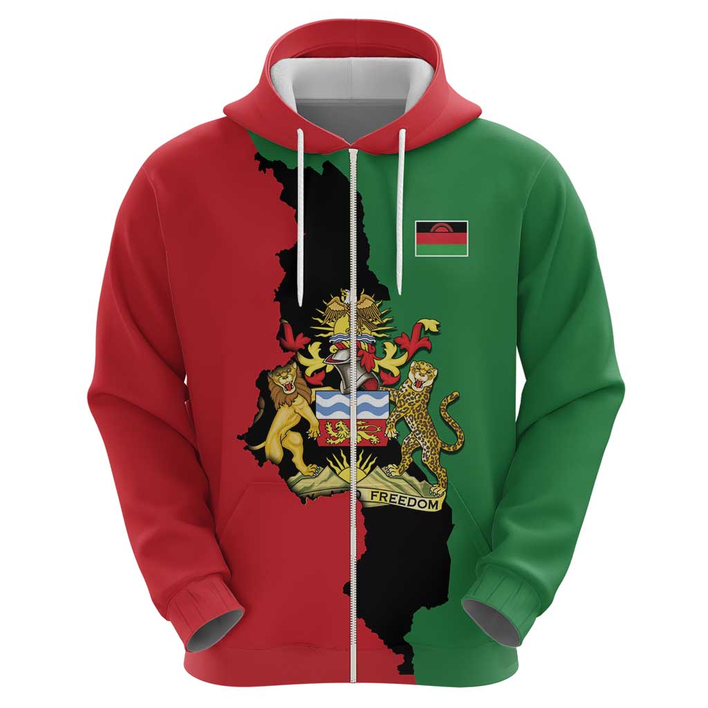 Malawi Flag Map Hoodie Simple Malawi Emblem Coat of Arms LT9
