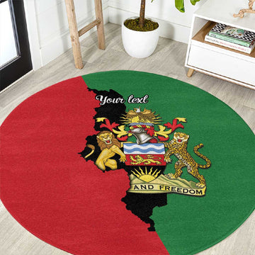 Malawi Flag Map Round Carpet Simple Malawi Emblem Coat of Arms LT9