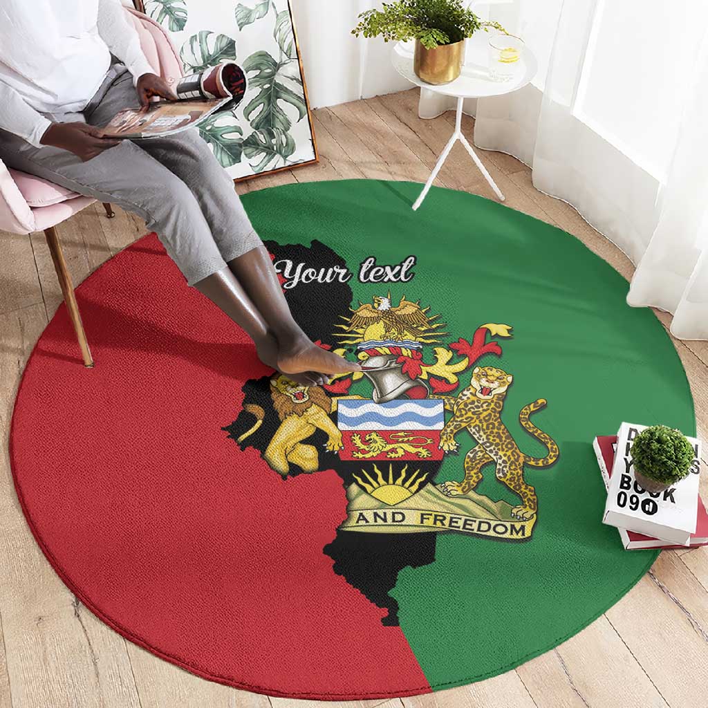 Malawi Flag Map Round Carpet Simple Malawi Emblem Coat of Arms LT9