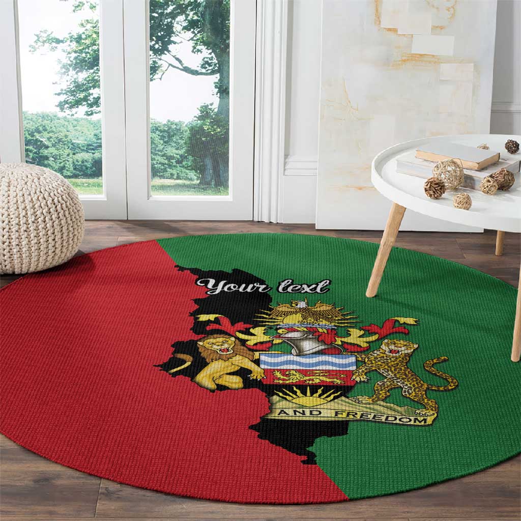 Malawi Flag Map Round Carpet Simple Malawi Emblem Coat of Arms LT9