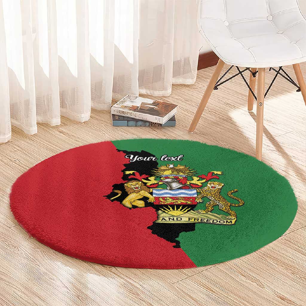 Malawi Flag Map Round Carpet Simple Malawi Emblem Coat of Arms LT9