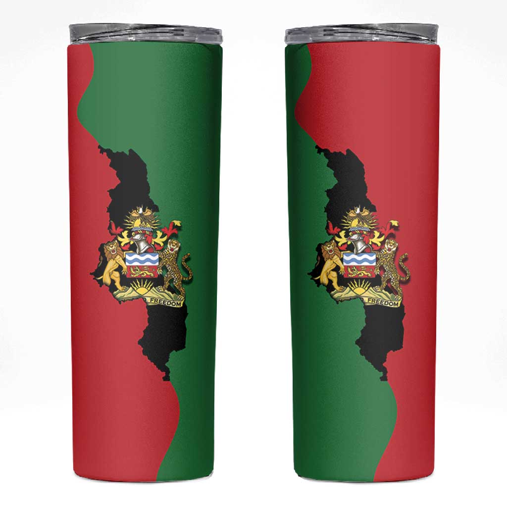 Malawi Flag Map Skinny Tumbler Simple Malawi Emblem Coat of Arms LT9