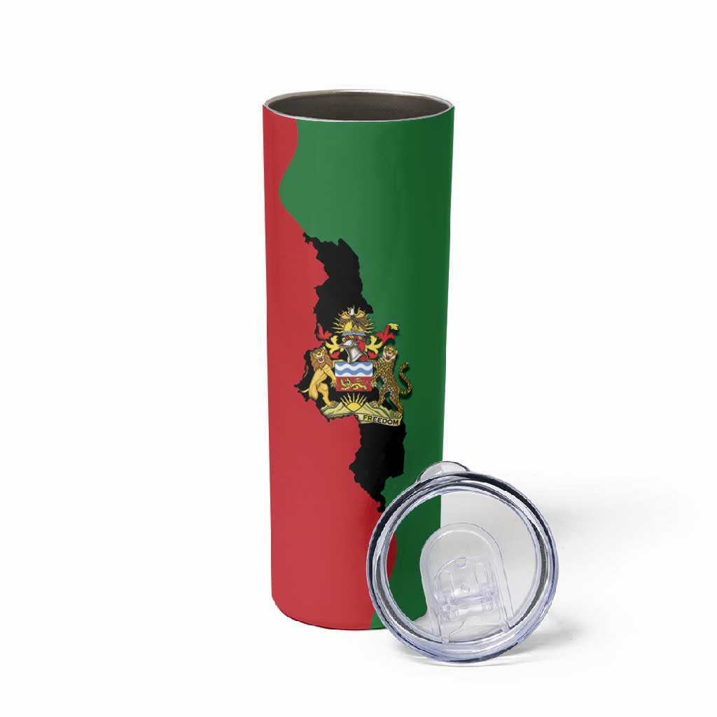 Malawi Flag Map Skinny Tumbler Simple Malawi Emblem Coat of Arms LT9