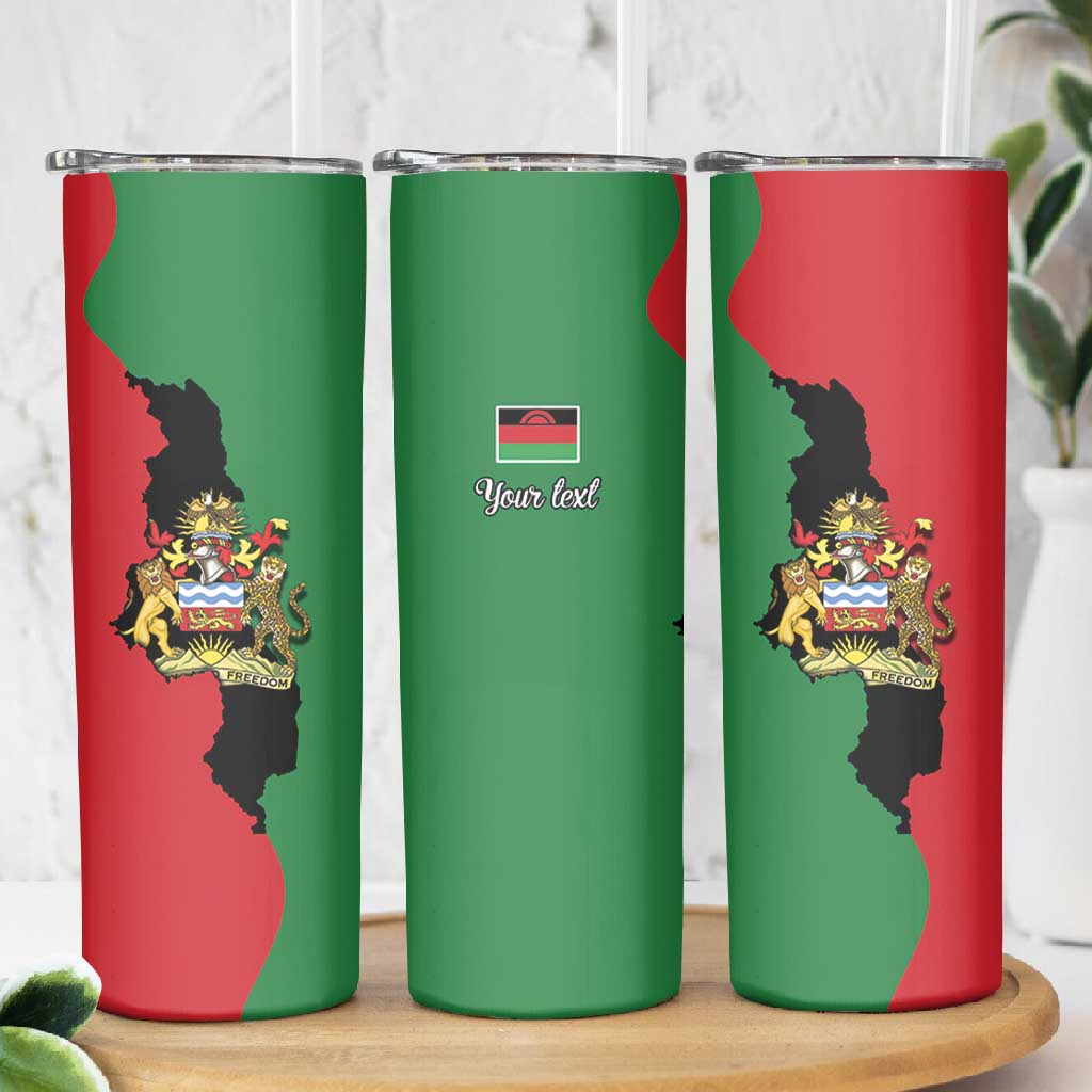 Malawi Flag Map Skinny Tumbler Simple Malawi Emblem Coat of Arms LT9