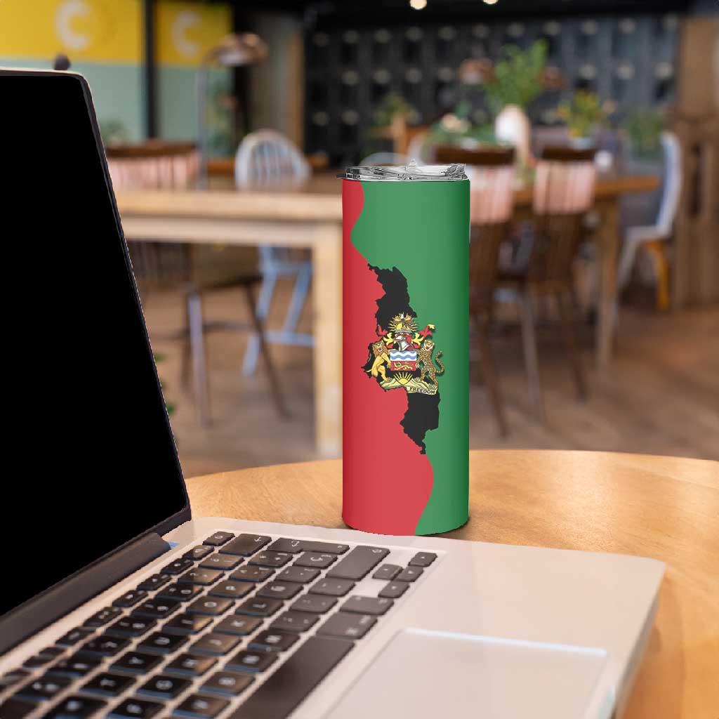 Malawi Flag Map Skinny Tumbler Simple Malawi Emblem Coat of Arms LT9