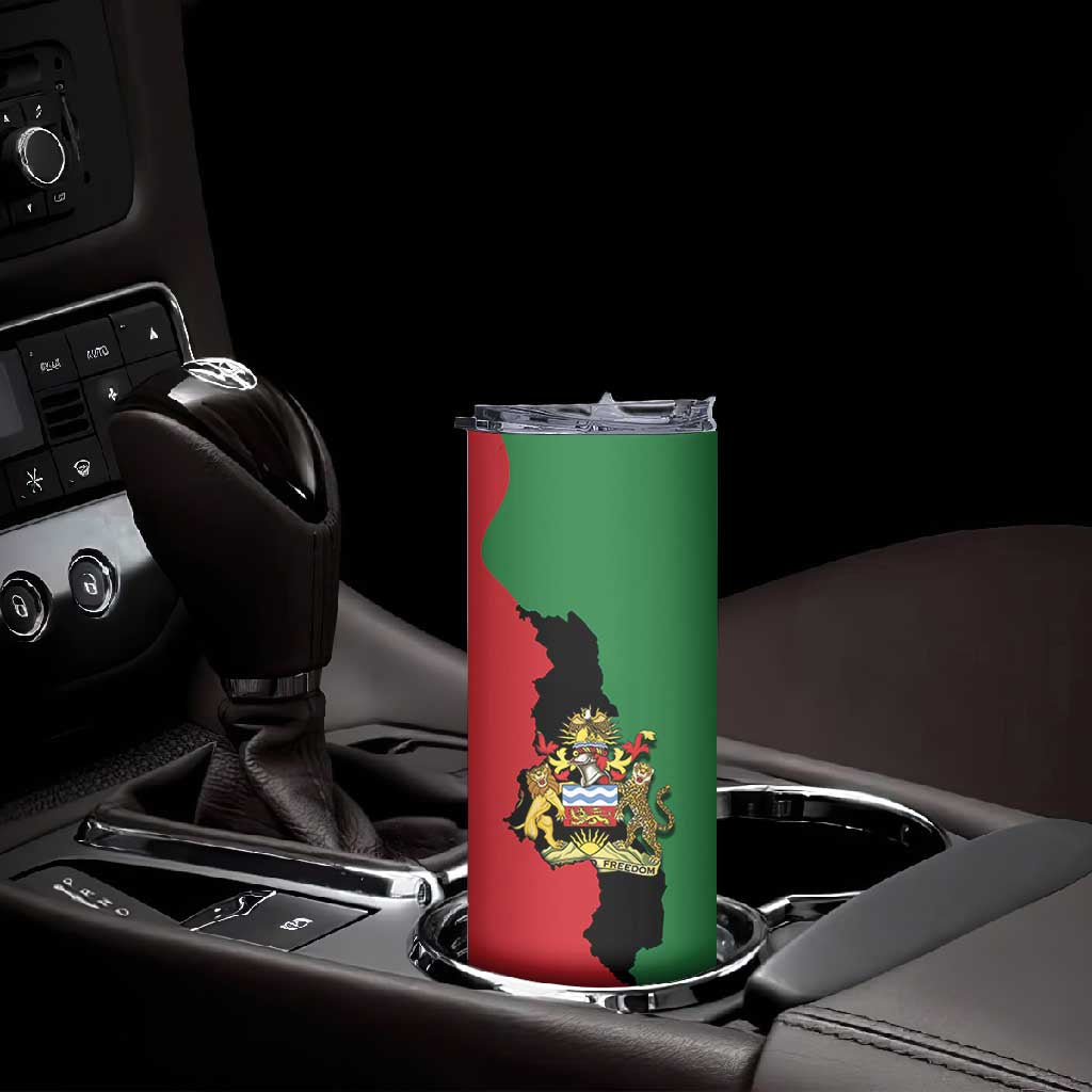 Malawi Flag Map Skinny Tumbler Simple Malawi Emblem Coat of Arms LT9