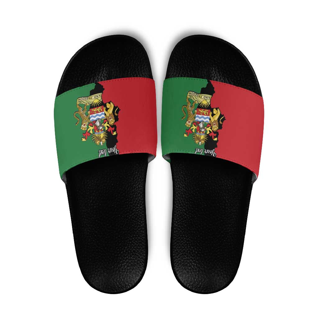 Malawi Flag Map Slide Sandals Simple Malawi Emblem Coat of Arms LT9