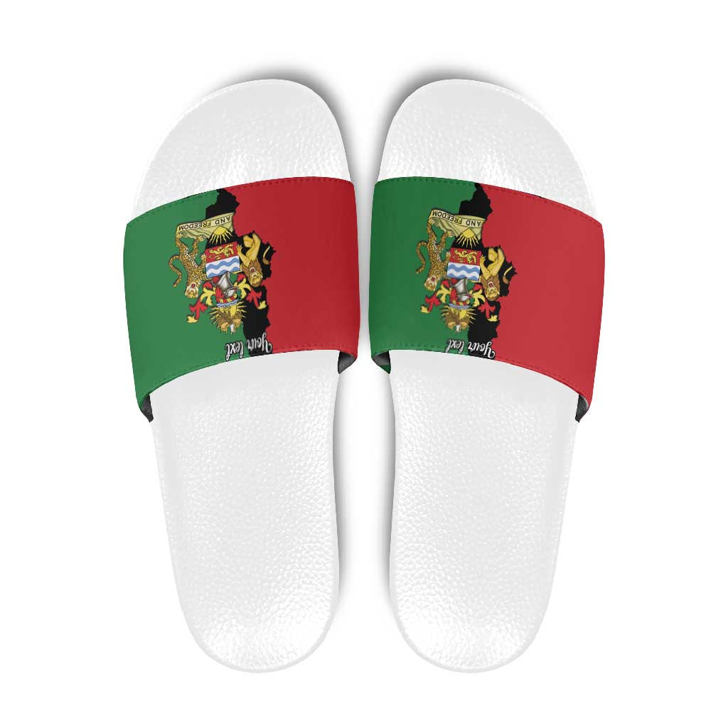 Malawi Flag Map Slide Sandals Simple Malawi Emblem Coat of Arms LT9