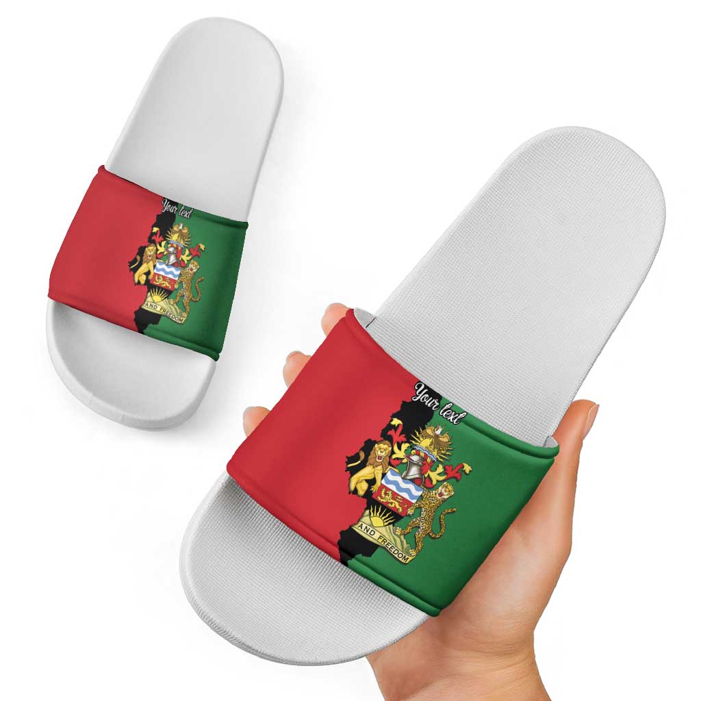 Malawi Flag Map Slide Sandals Simple Malawi Emblem Coat of Arms LT9