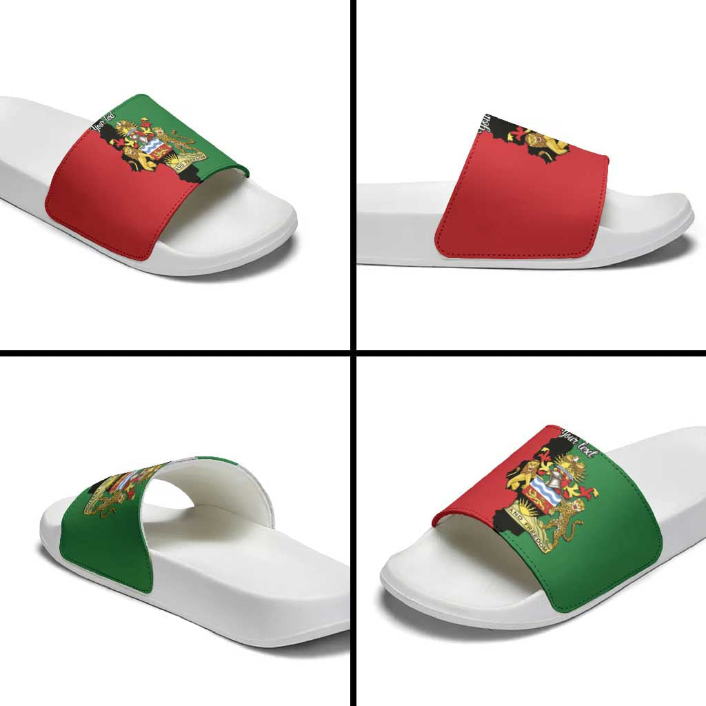 Malawi Flag Map Slide Sandals Simple Malawi Emblem Coat of Arms LT9