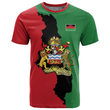 Malawi Flag Map T shirt Simple Malawi Emblem Coat of Arms LT9