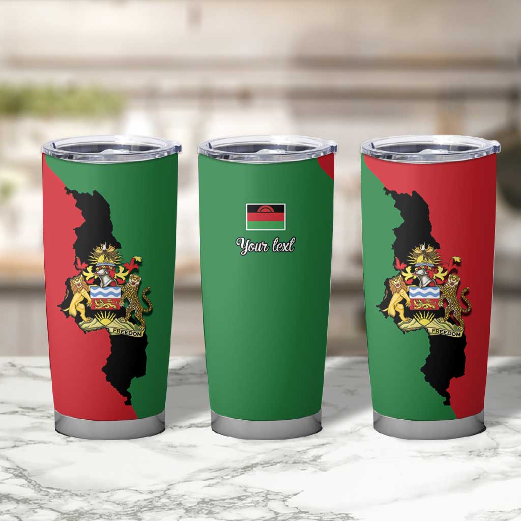 Malawi Flag Map Tumbler Cup Simple Malawi Emblem Coat of Arms LT9