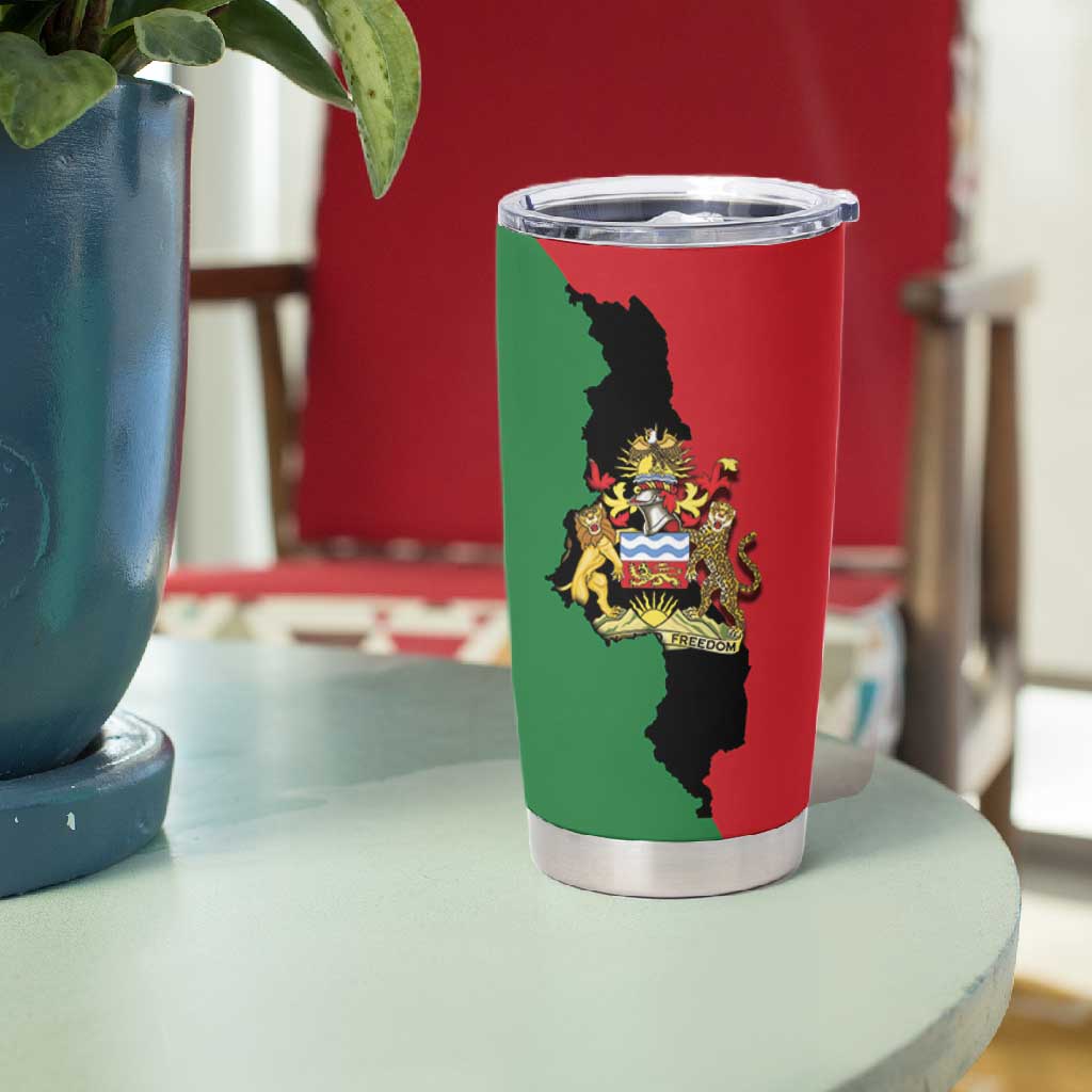 Malawi Flag Map Tumbler Cup Simple Malawi Emblem Coat of Arms LT9