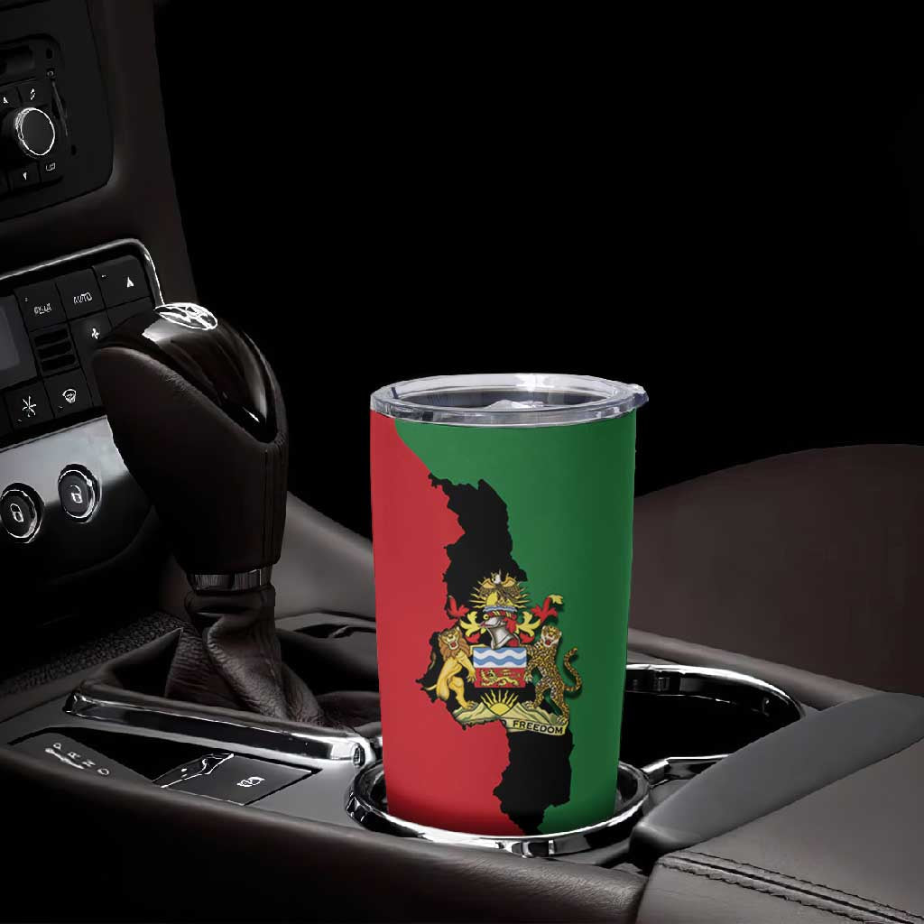 Malawi Flag Map Tumbler Cup Simple Malawi Emblem Coat of Arms LT9