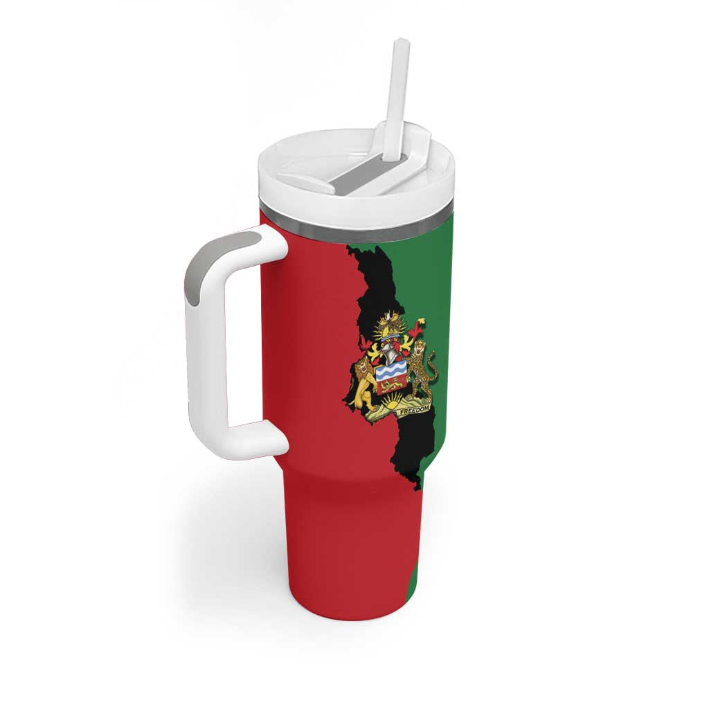 Malawi Flag Map Tumbler With Handle Simple Malawi Emblem Coat of Arms LT9