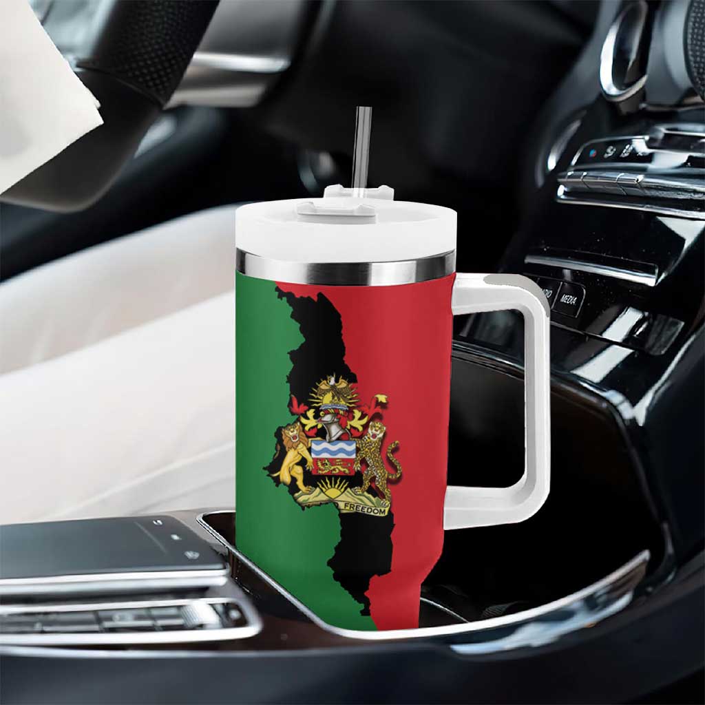Malawi Flag Map Tumbler With Handle Simple Malawi Emblem Coat of Arms LT9