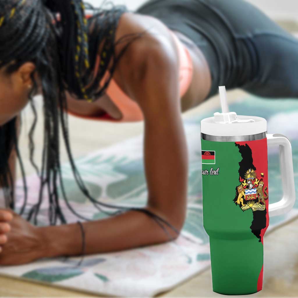 Malawi Flag Map Tumbler With Handle Simple Malawi Emblem Coat of Arms LT9