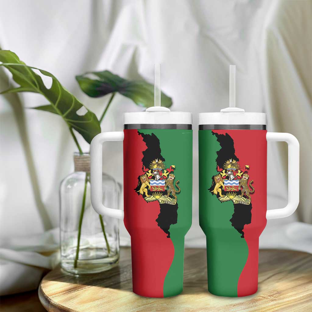 Malawi Flag Map Tumbler With Handle Simple Malawi Emblem Coat of Arms LT9