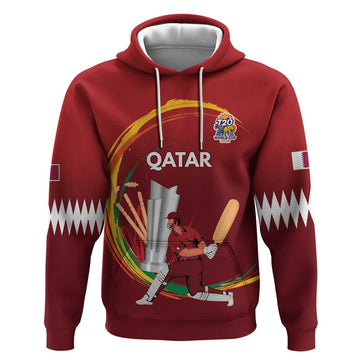 Custom Cricket Qatar East Asia-Pacific Hoodie Qatar Boundary to Victory LT9