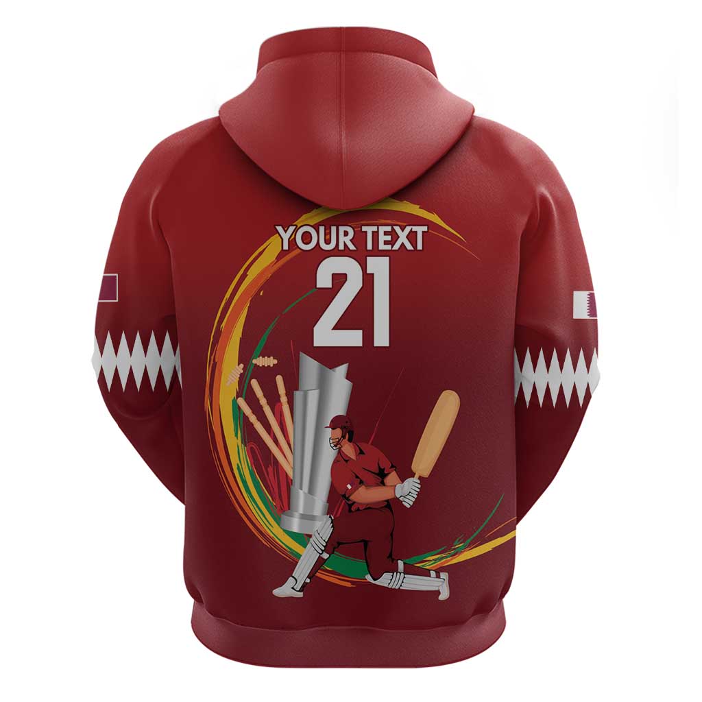 Custom Cricket Qatar East Asia-Pacific Hoodie Qatar Boundary to Victory LT9