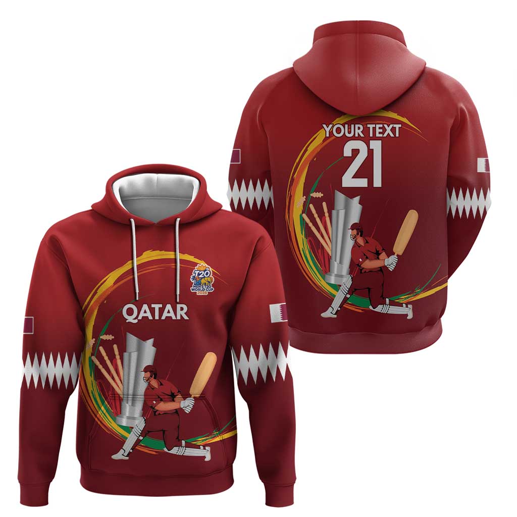 Custom Cricket Qatar East Asia-Pacific Hoodie Qatar Boundary to Victory LT9